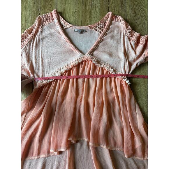 Miss Me Coral Boho Blouse Size Small - Picture 6 of 7